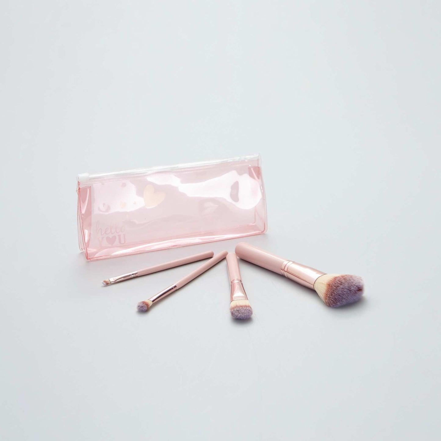 Set of 4 make-up brushes + make-up bag PINK