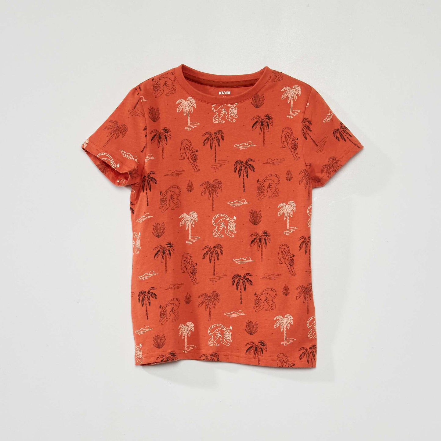 Pure cotton patterned T-shirt BROWN