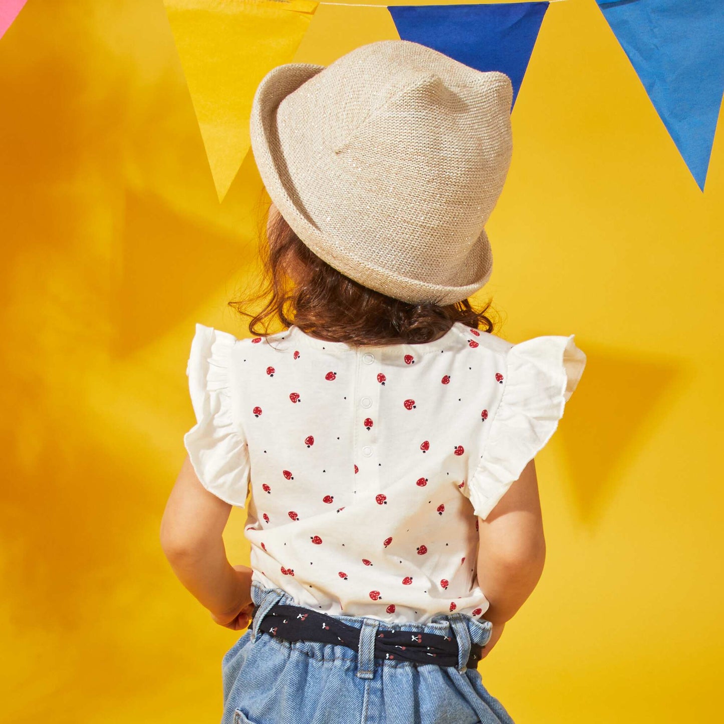 T-shirt with ruffled sleeves WHITE