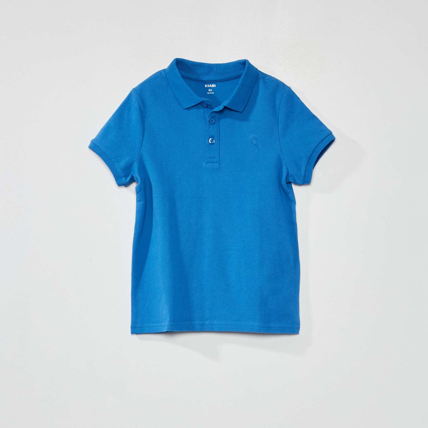 Plain cotton piqué polo shirt BLUE