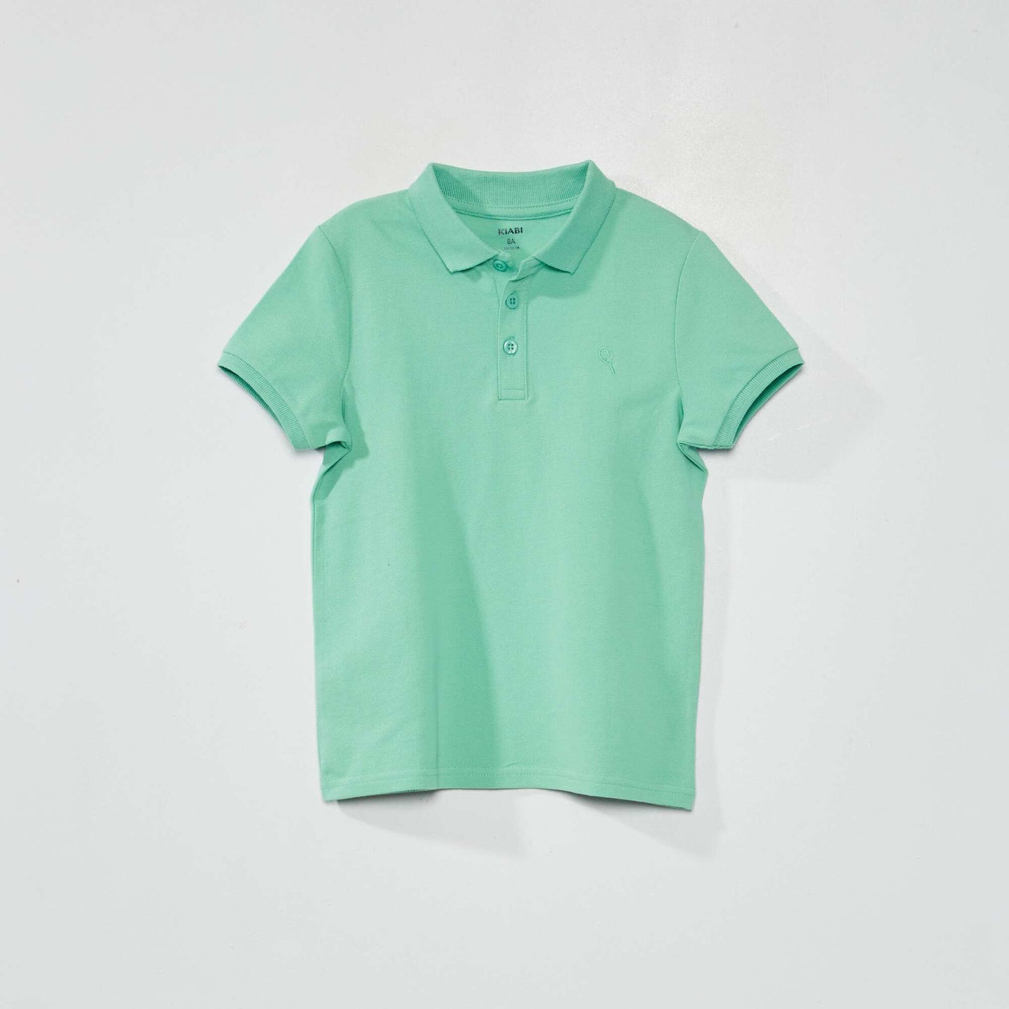 Plain cotton piqué polo shirt GREEN