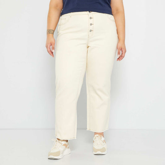 Cropped wide-leg jeans - 5 pockets off-white