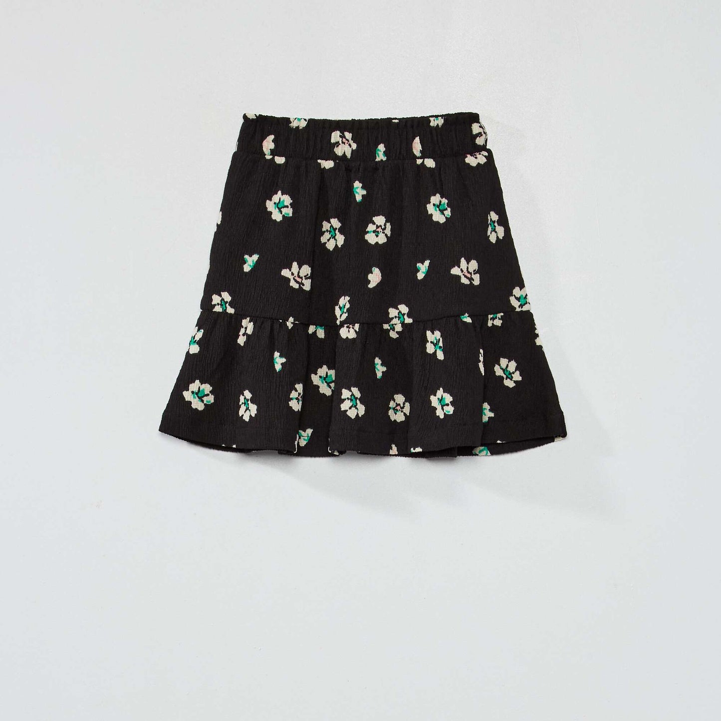 Short waffle-knit skirt BLACK