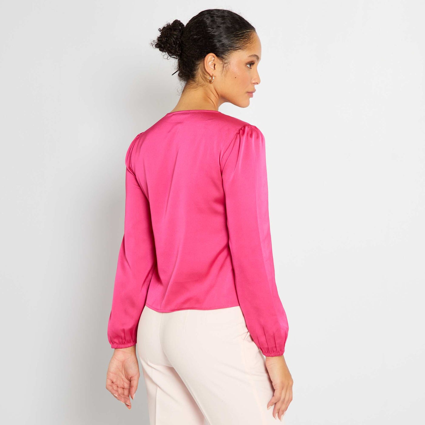 Satin-effect blouse indian pink