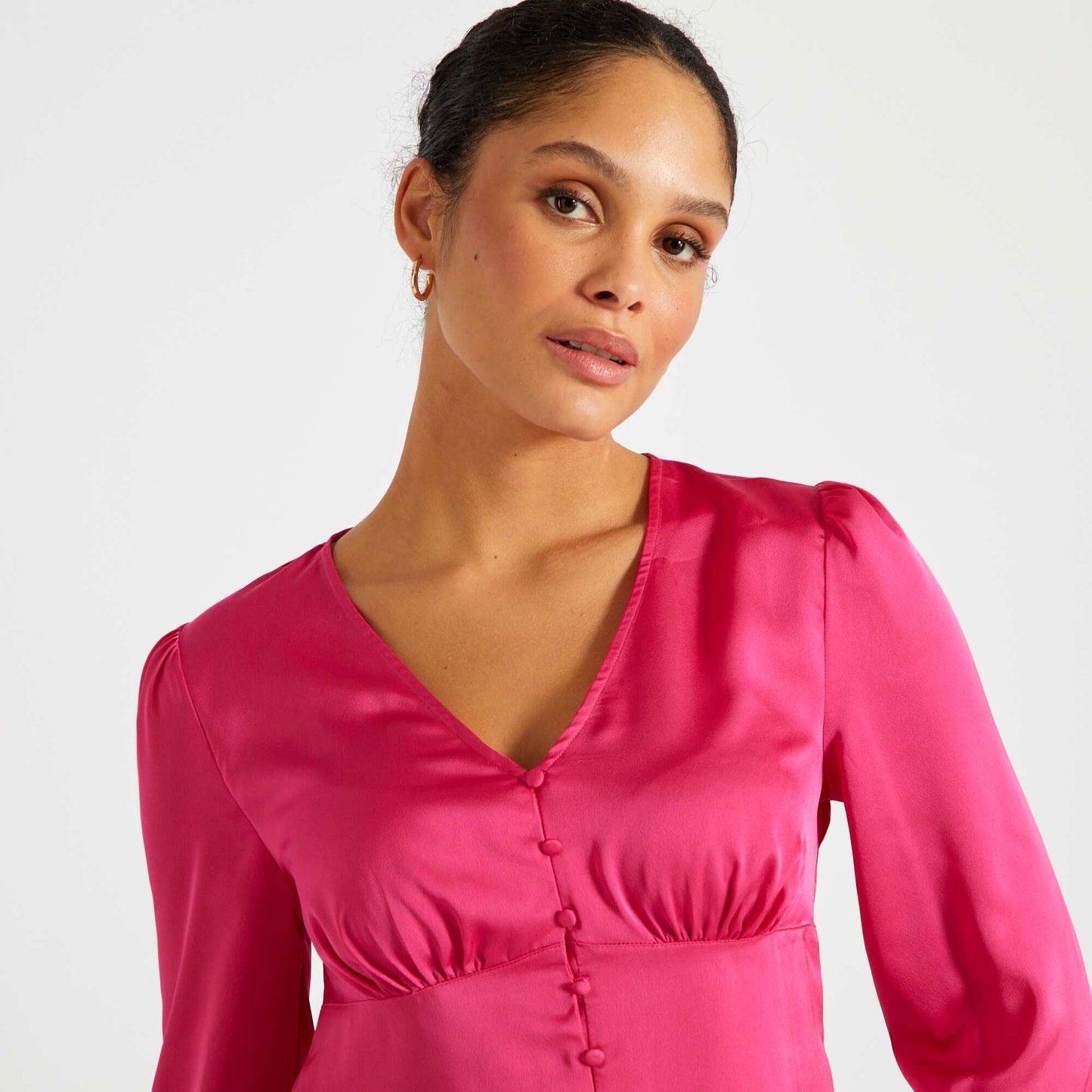 Satin-effect blouse indian pink