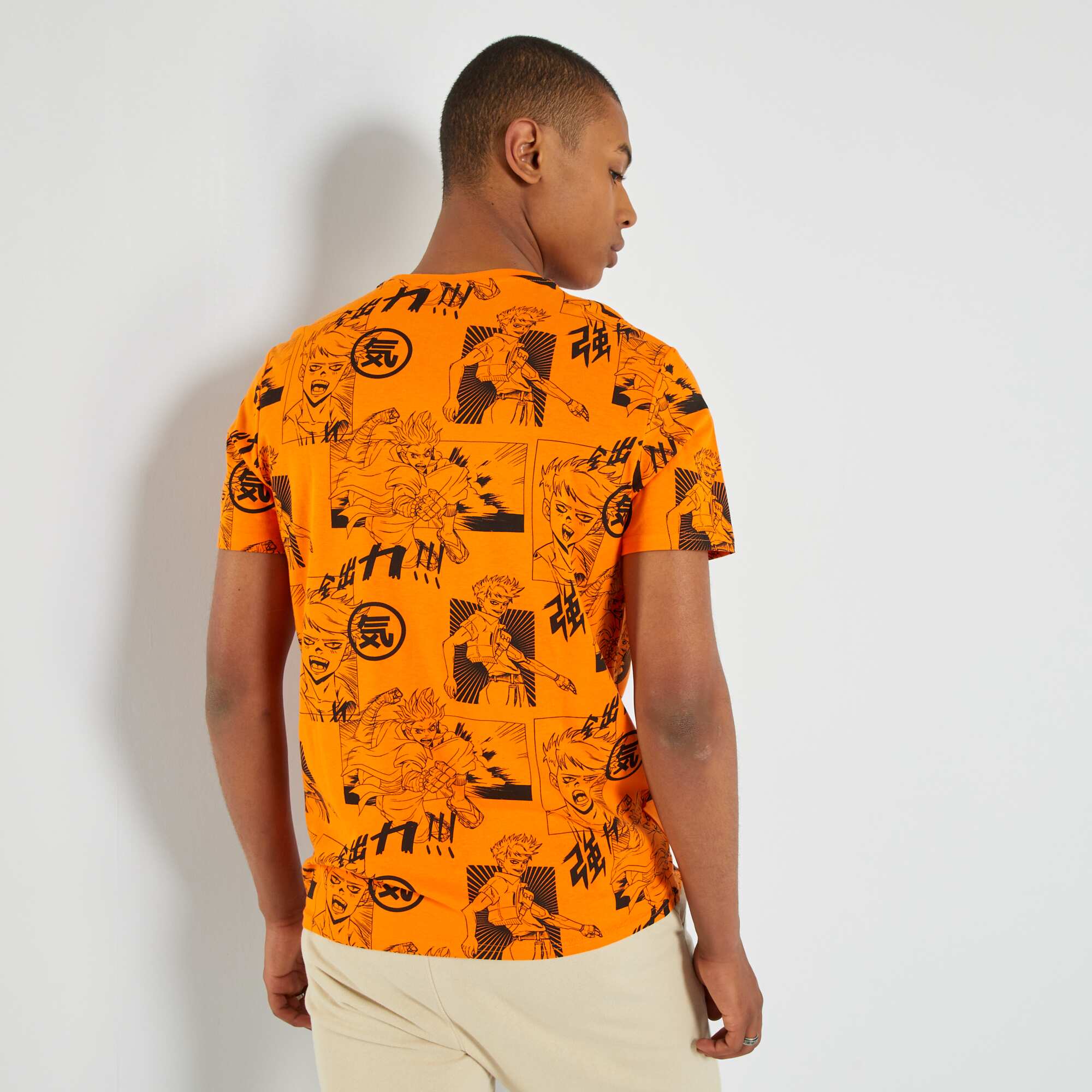 Printed jersey T shirt ORANGE