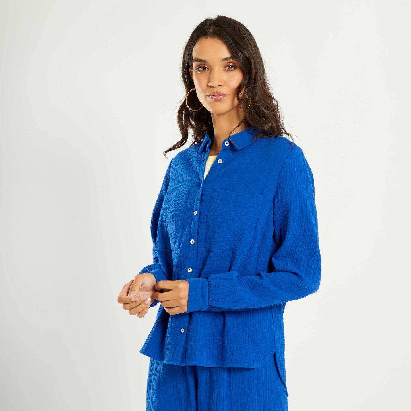 Cotton gauze shirt BLUE