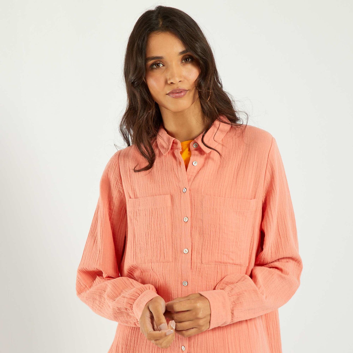 Cotton gauze shirt ORANGE