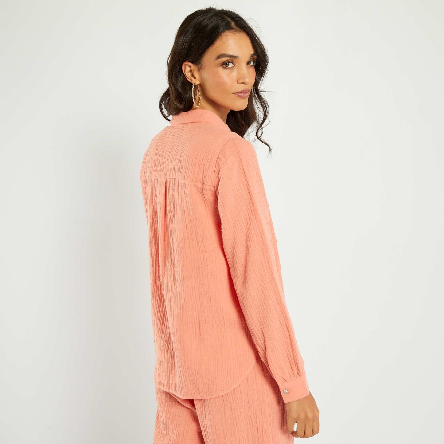 Cotton gauze shirt ORANGE