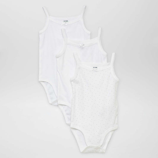 Pack of 3 bodysuits with narrow straps WHITE