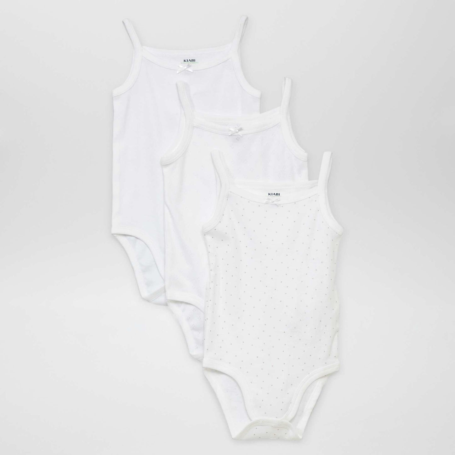 Pack of 3 bodysuits with narrow straps WHITE