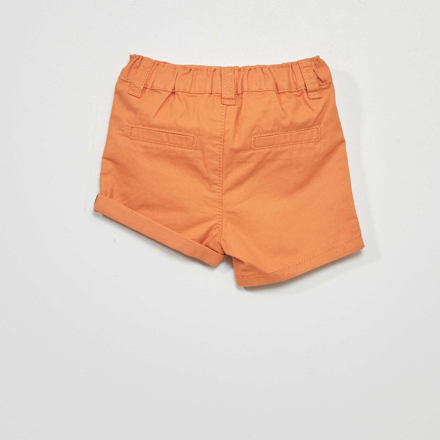 Twill shorts with adjustable waist rust orange