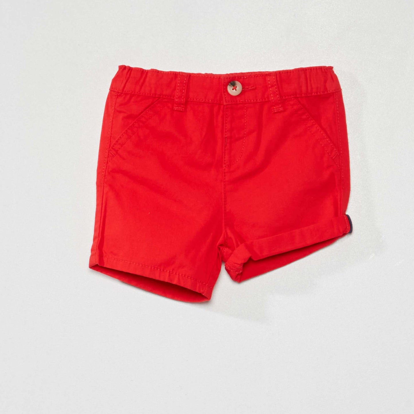 Twill shorts with adjustable waist red