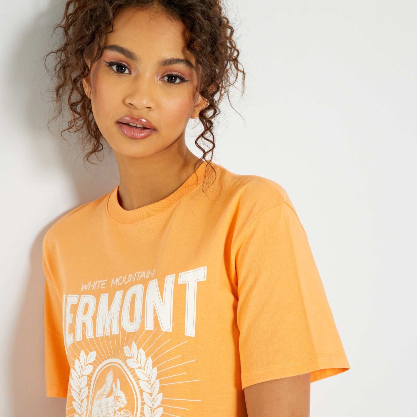 USA printed T-shirt ORANGE