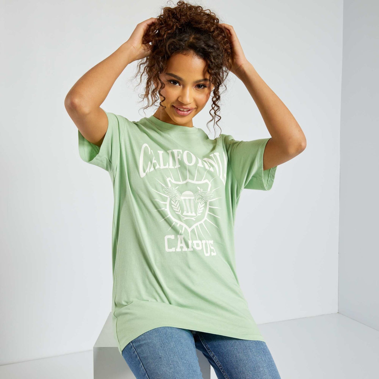 USA printed T-shirt GREEN