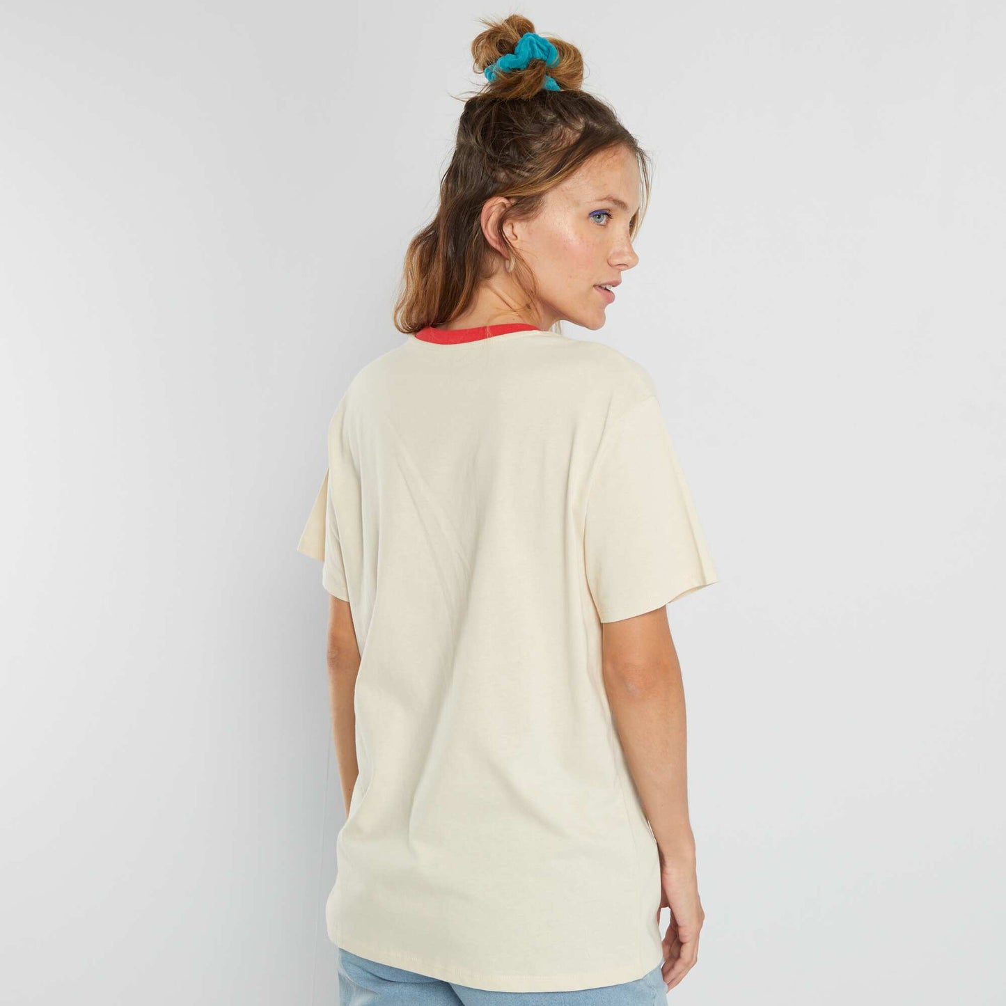 USA printed T-shirt BEIGE