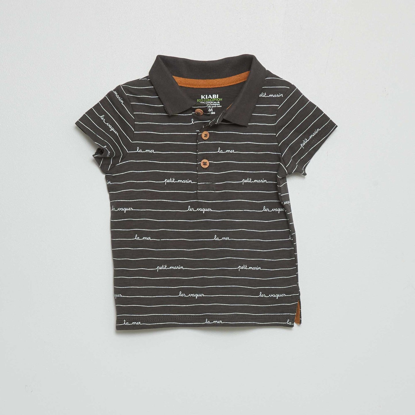 Nautical printed polo shirt black stripes