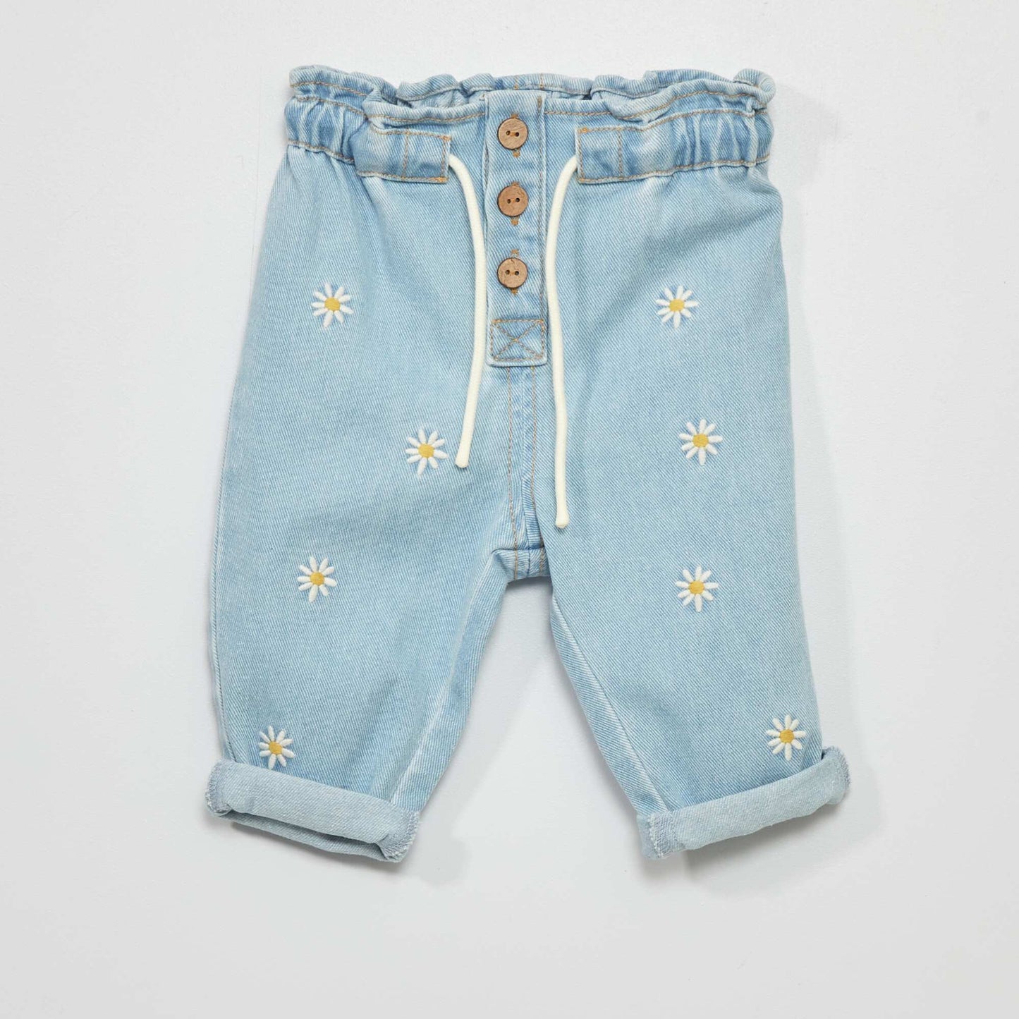 Harem-style jeans with floral embroidery BLUE