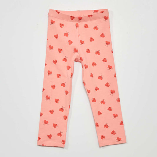 Cropped jersey leggings with cute patterns PINK