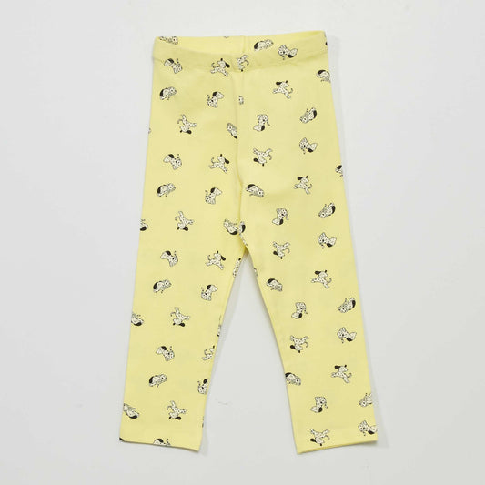 Cropped jersey leggings with cute patterns YELLOW