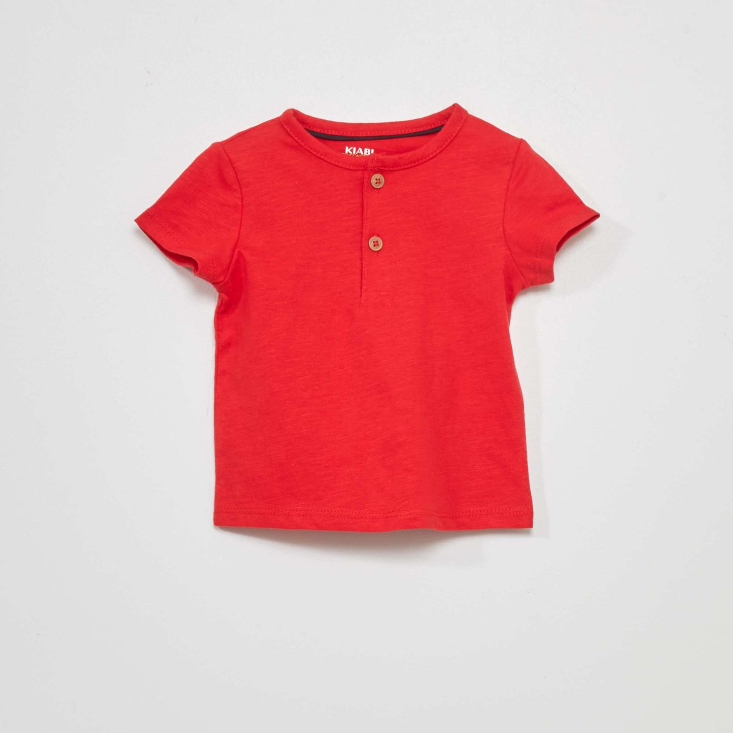 Henley collar T-shirt red