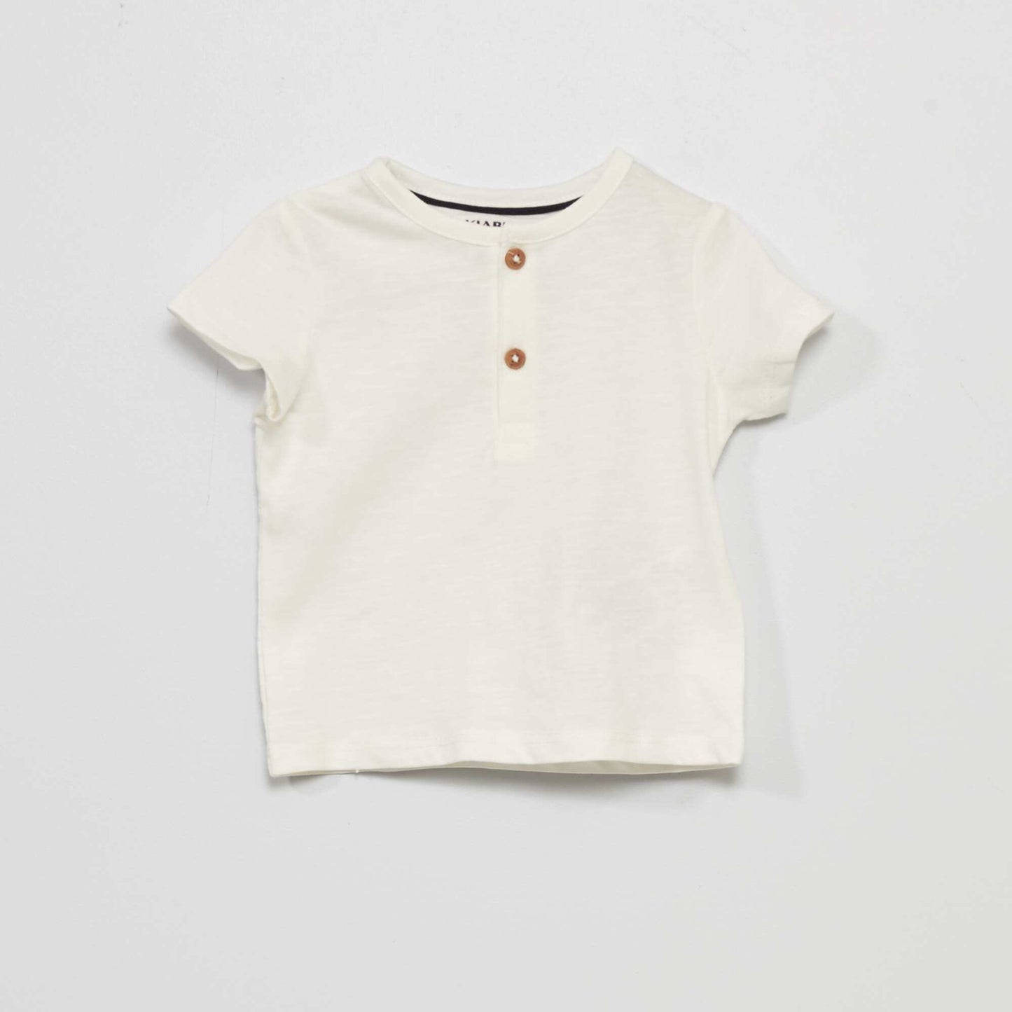 Henley collar T-shirt snow white