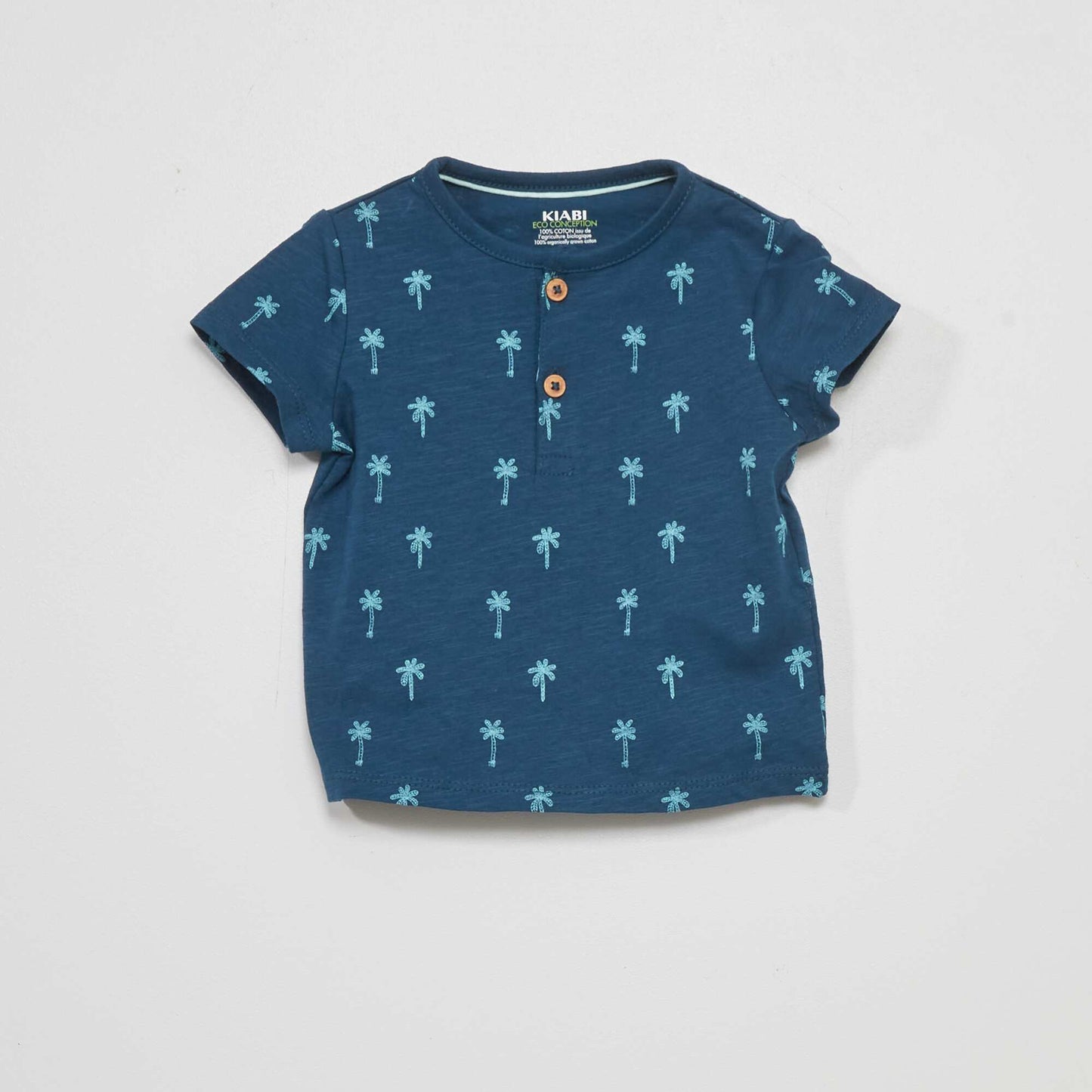 Henley collar T-shirt BLUE