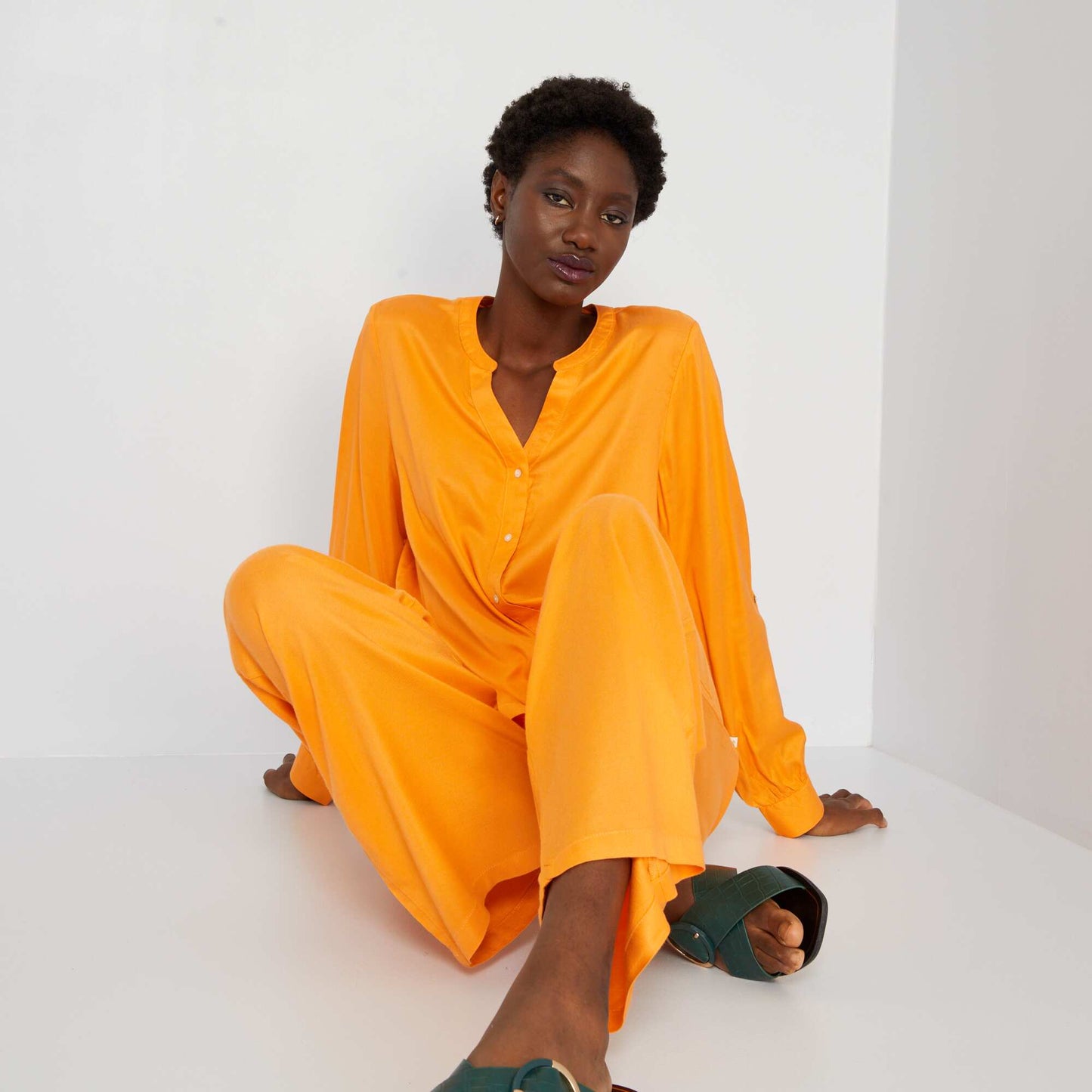 Flowing trousers with elasticated waist ORANGE