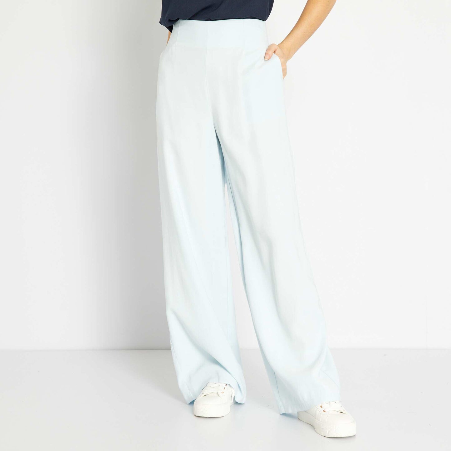 Wide-leg high-waisted trousers BLUE