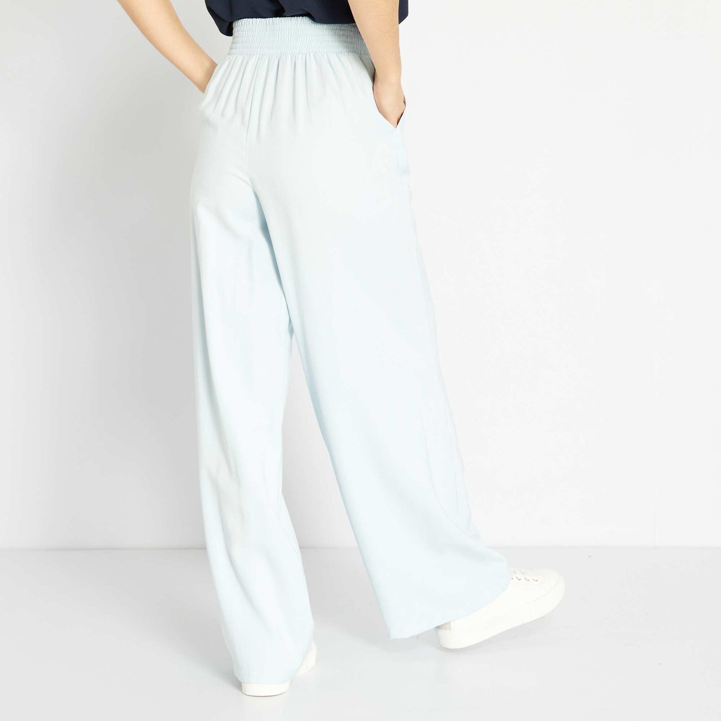 Wide-leg high-waisted trousers BLUE