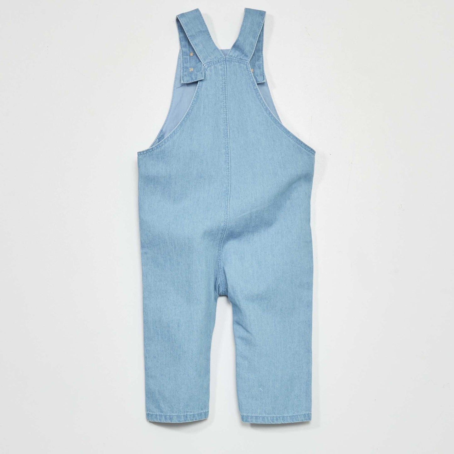 Denim dungarees + striped bodysuit - Two-piece set WHITE