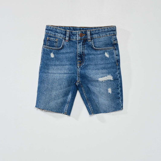 Denim Bermuda shorts with adjustable waist BLUE