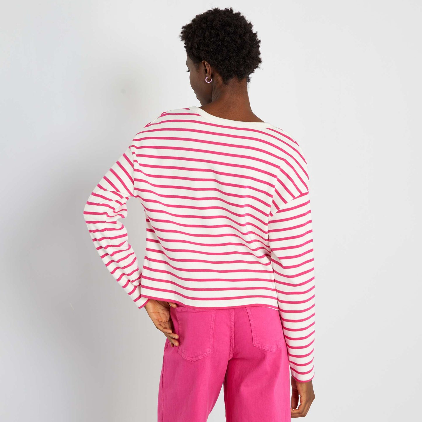 Breton T-shirt with embroidery PINK