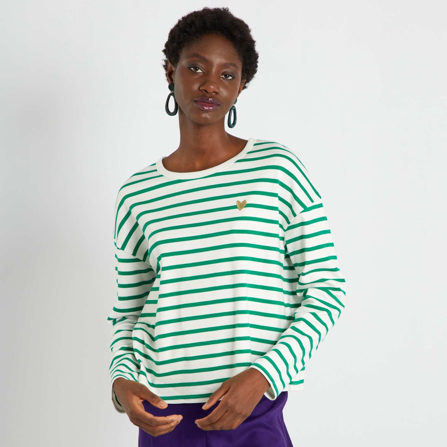 Breton T-shirt with embroidery WHITE