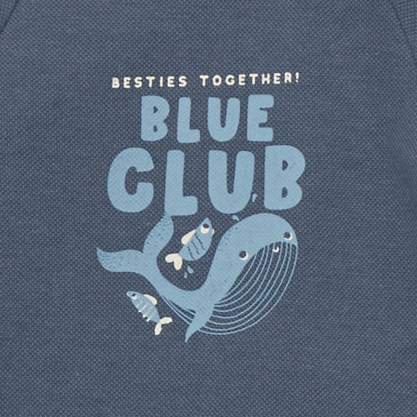 Piqué knit 'whale' print sweater BLUE