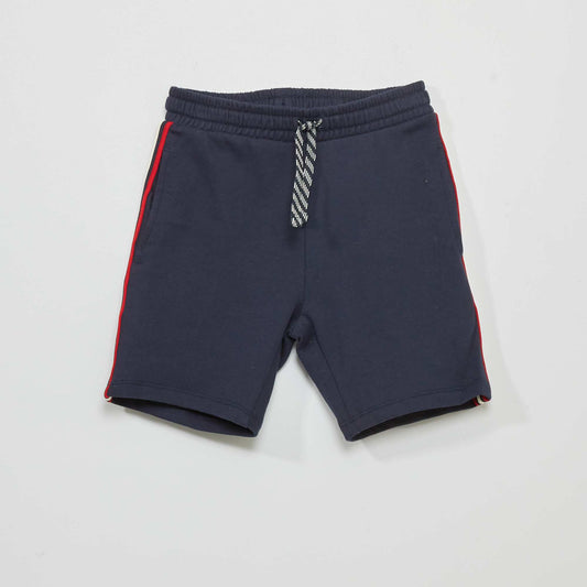 Sweatshirt fabric shorts with contrasting stripes blue