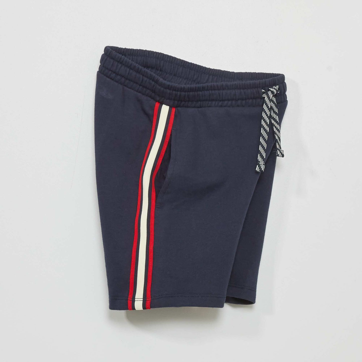 Sweatshirt fabric shorts with contrasting stripes blue