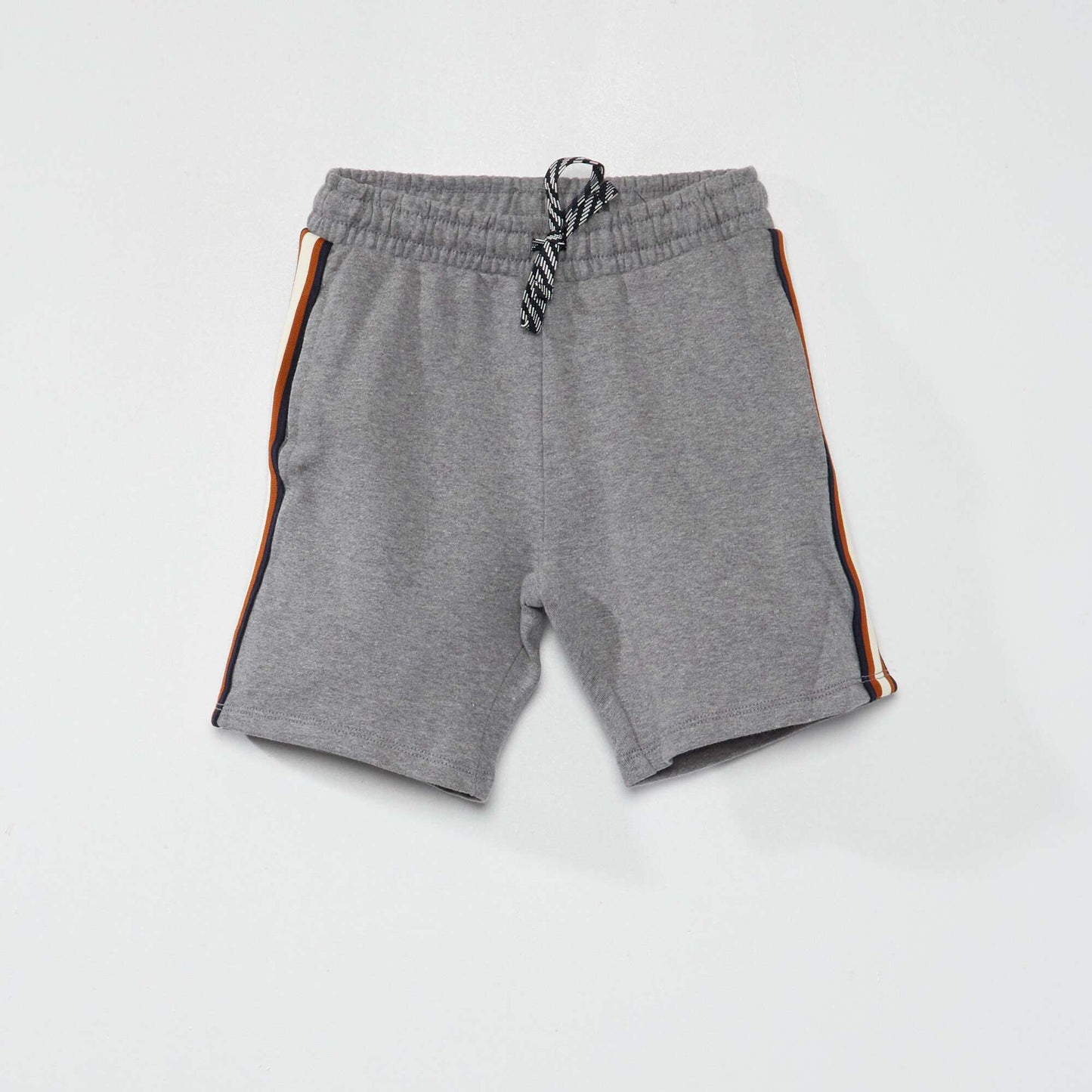 Sweatshirt fabric shorts with contrasting stripes GREY