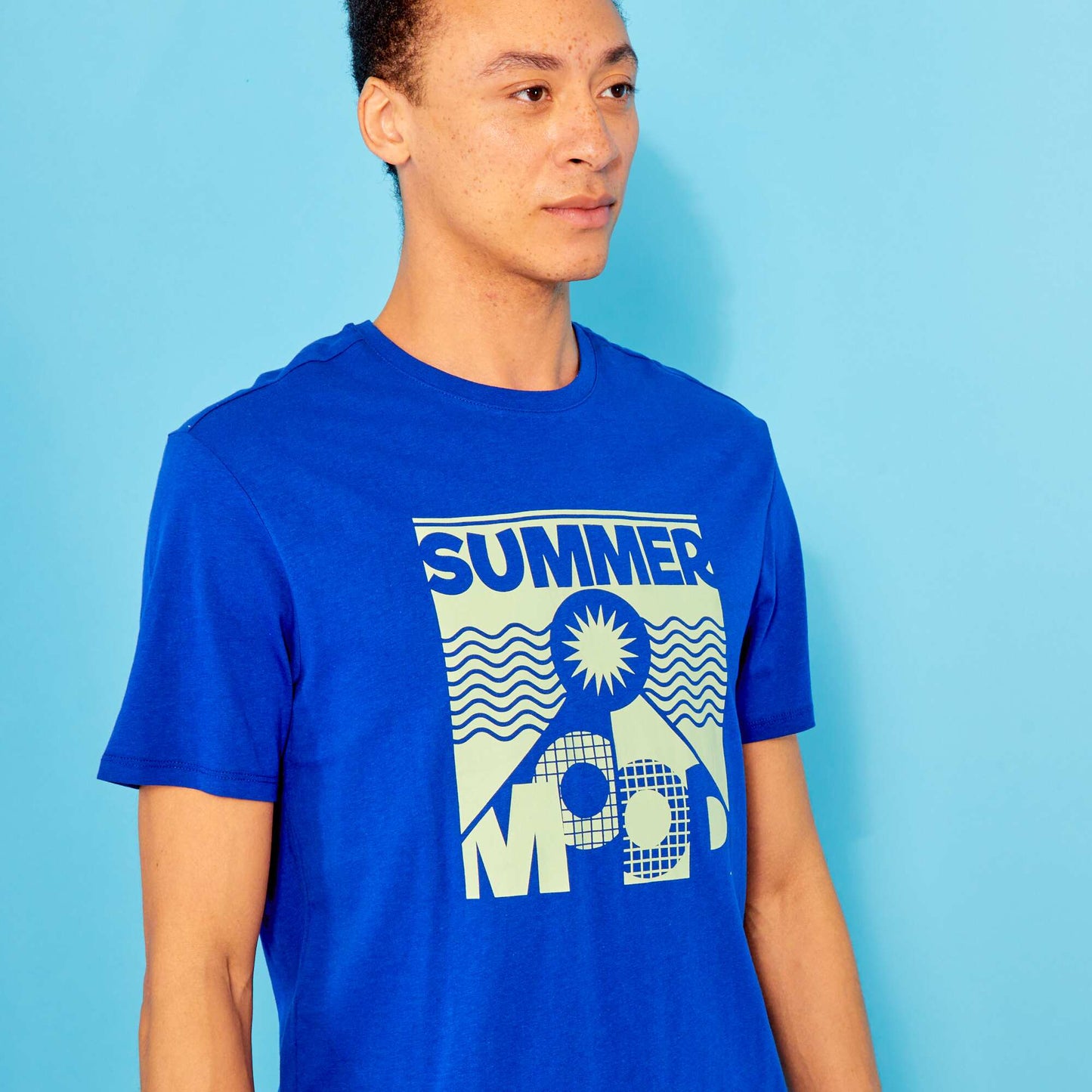 Printed jersey T-shirt BLUE