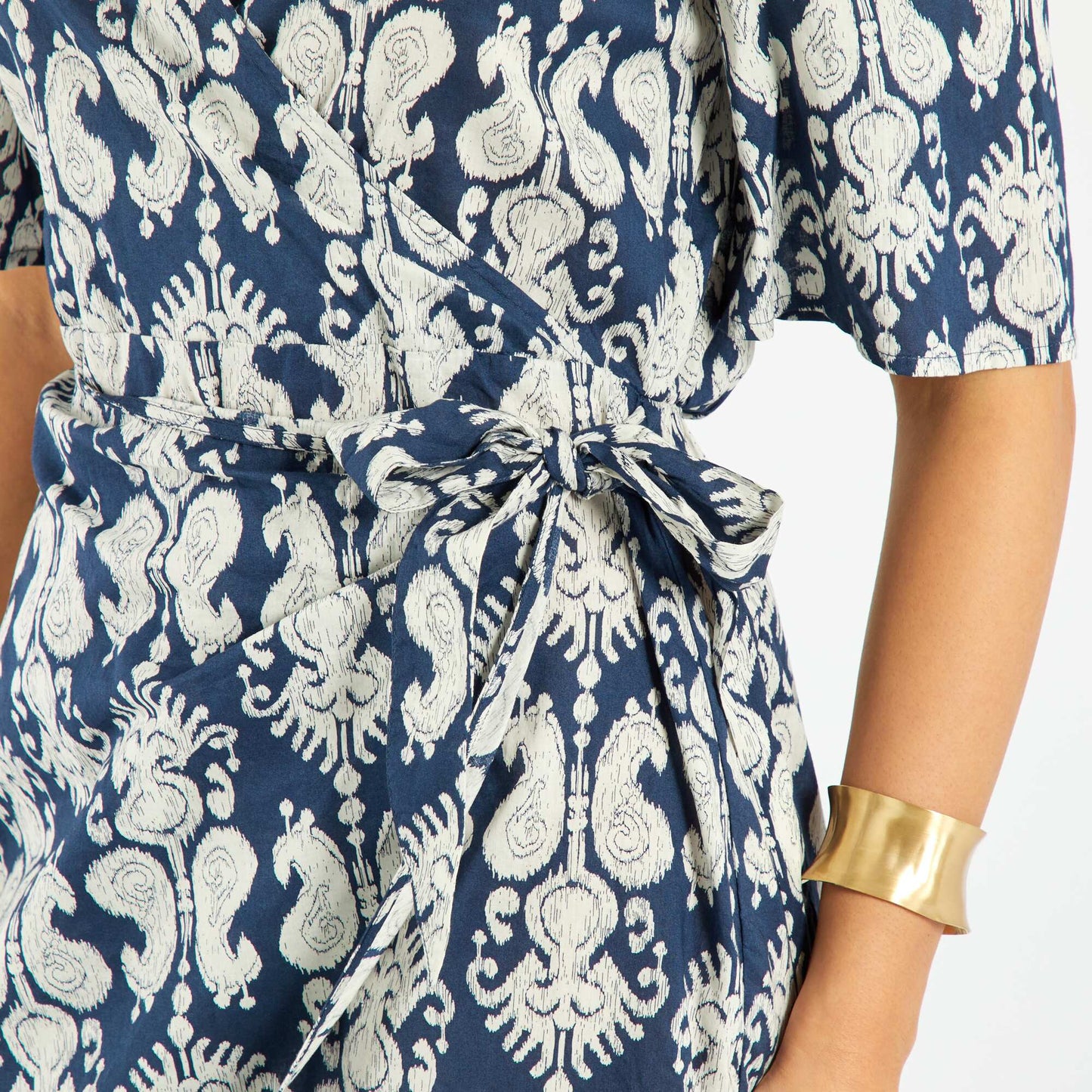 Printed wrap dress BLUE