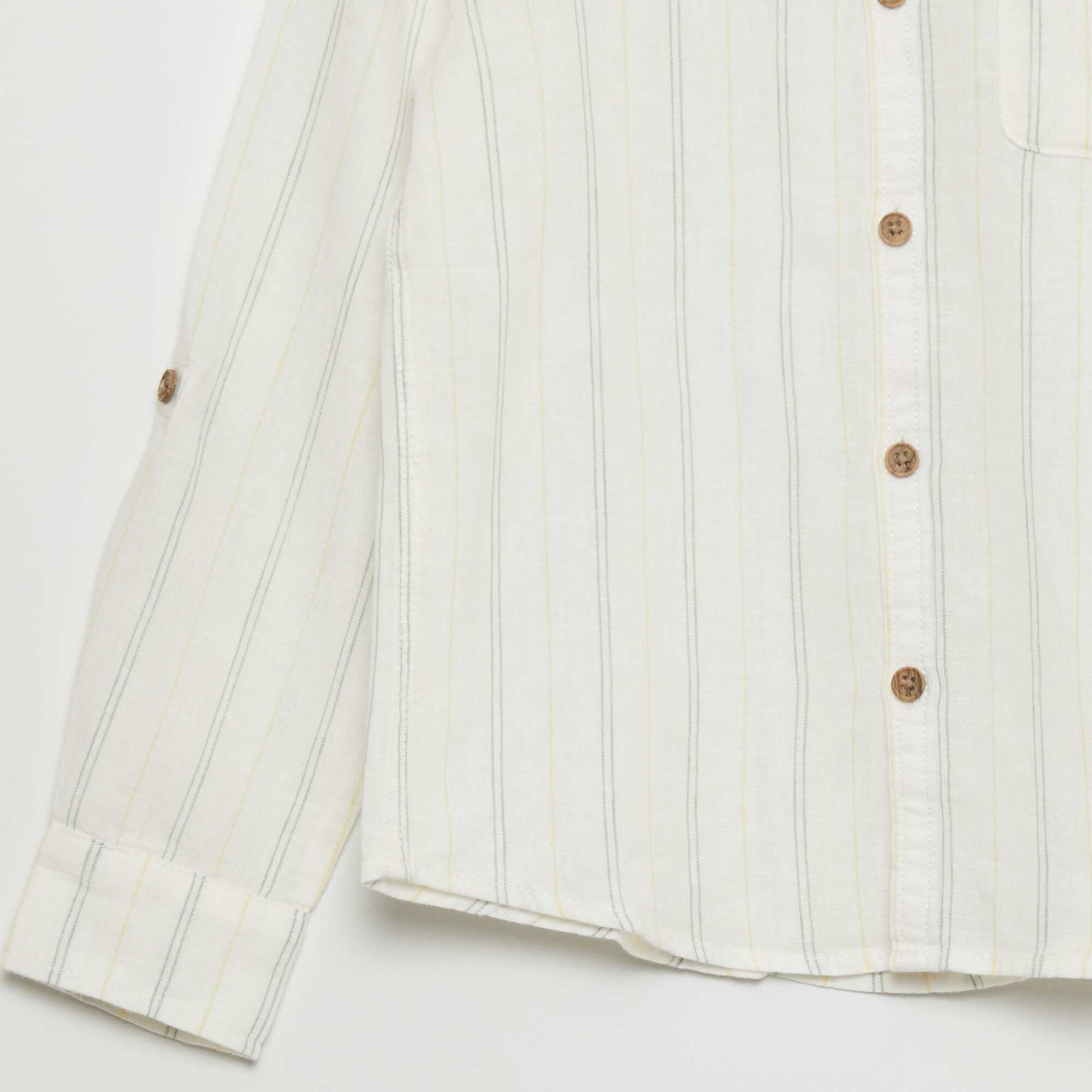 Linen shirt with mandarin collar WHITE