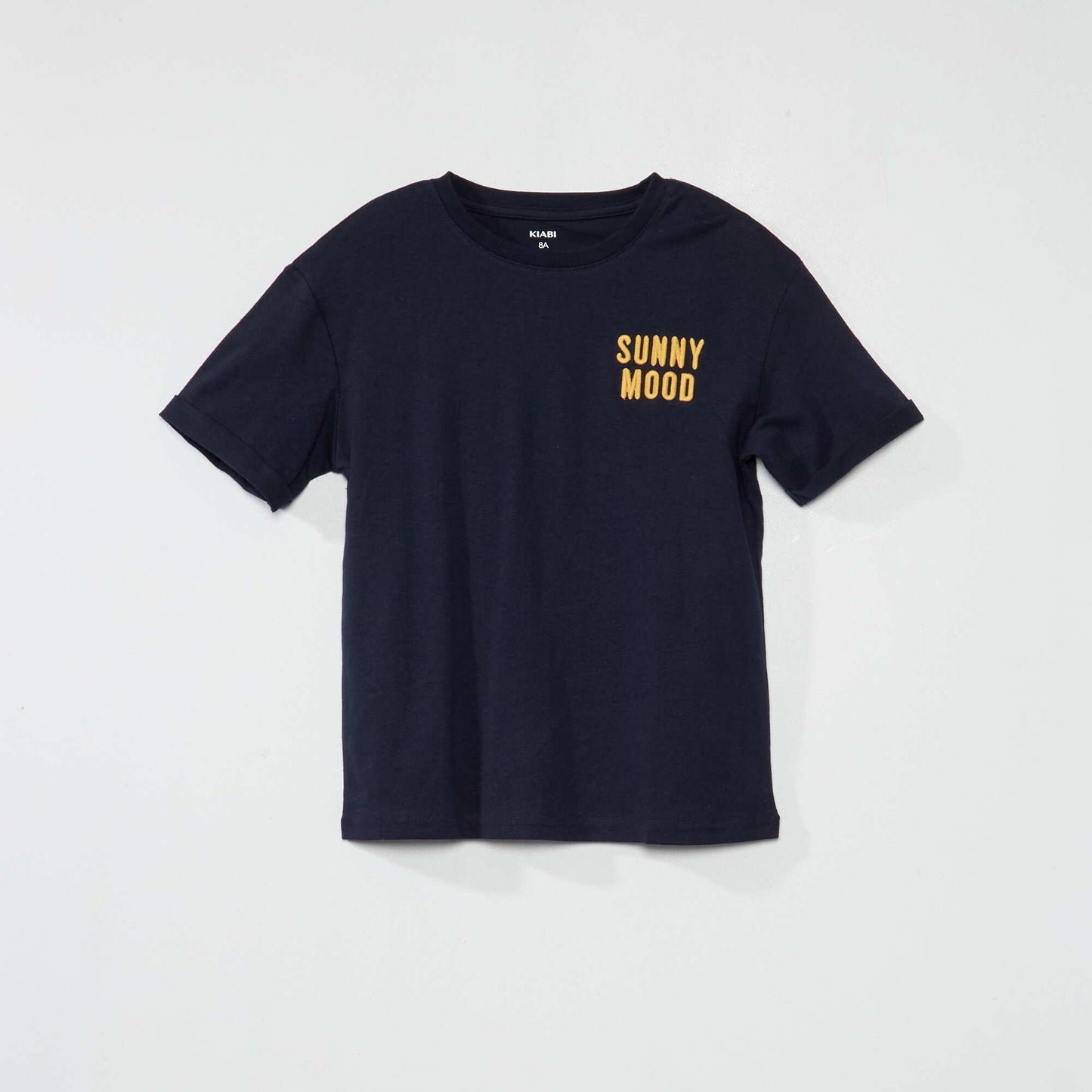 Jersey T-shirt with embroidery on the chest BLUE