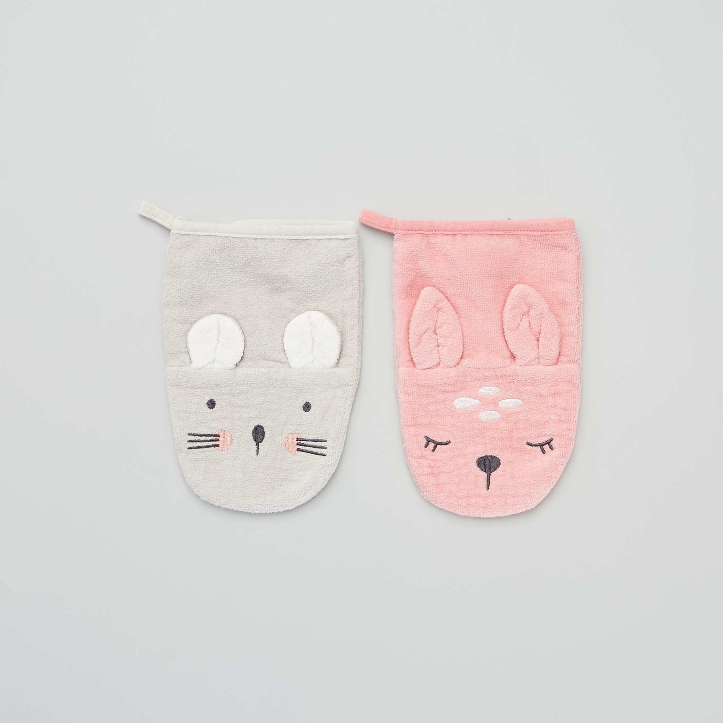 Pack of 2 animal wash mitts PINK