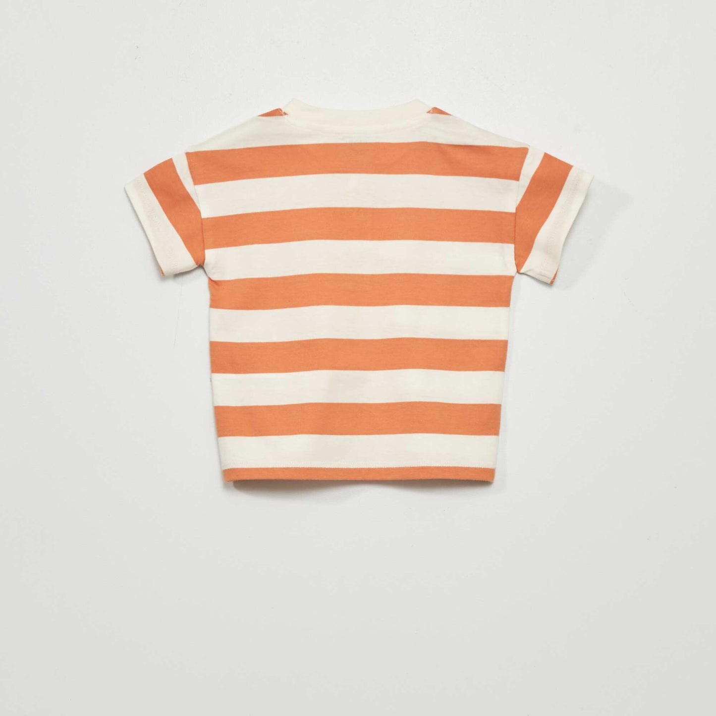 Striped T-shirt with buttoned neck WHITE