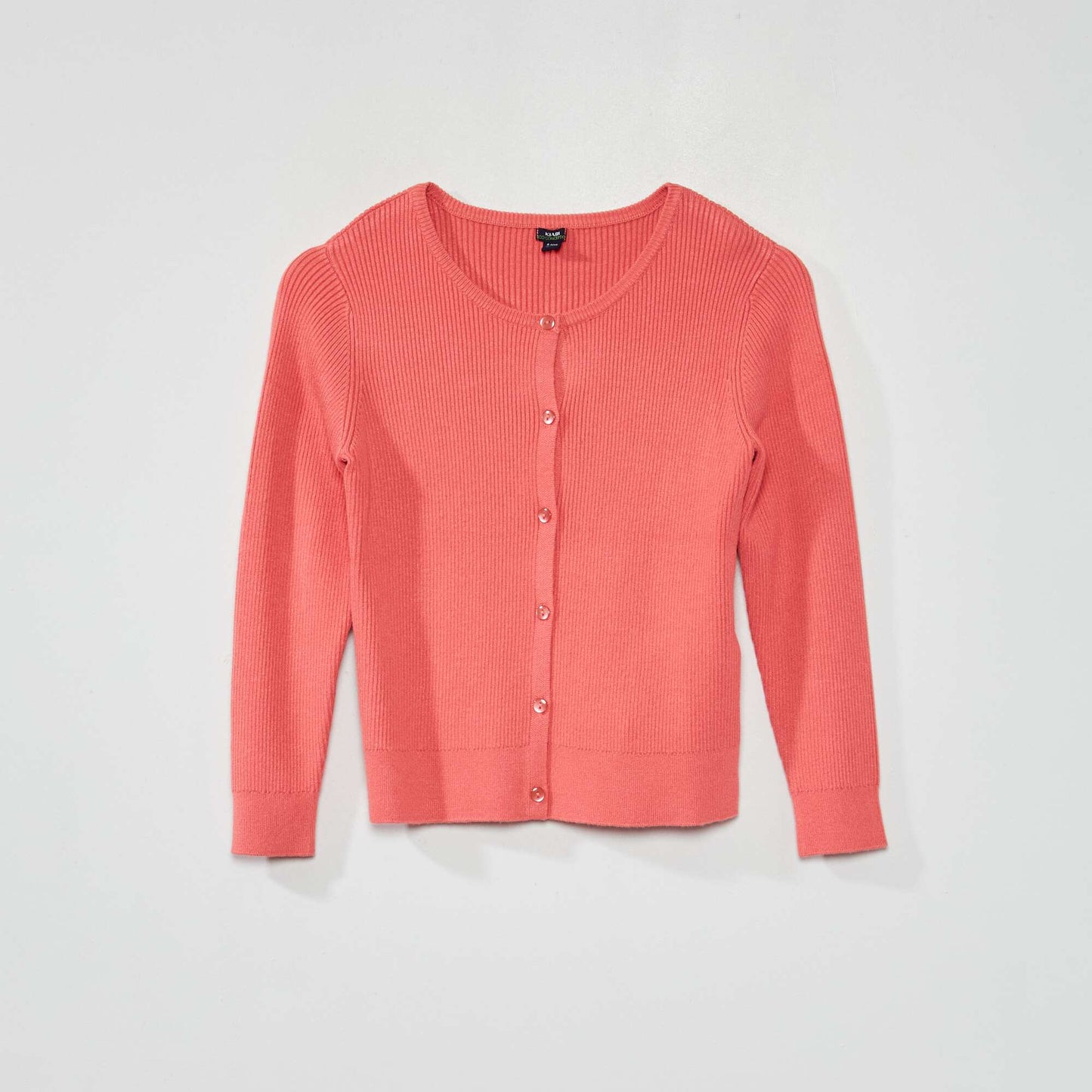 Plain ribbed cardigan pink