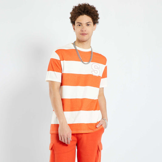 Striped jersey T-shirt ORANGE