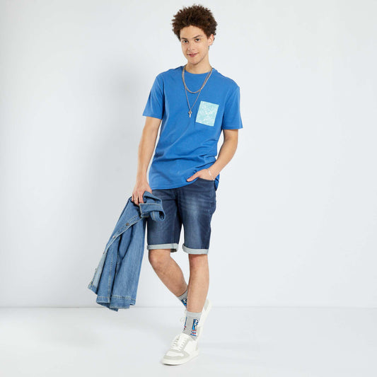 Jersey T-shirt with printed pocket BLUE