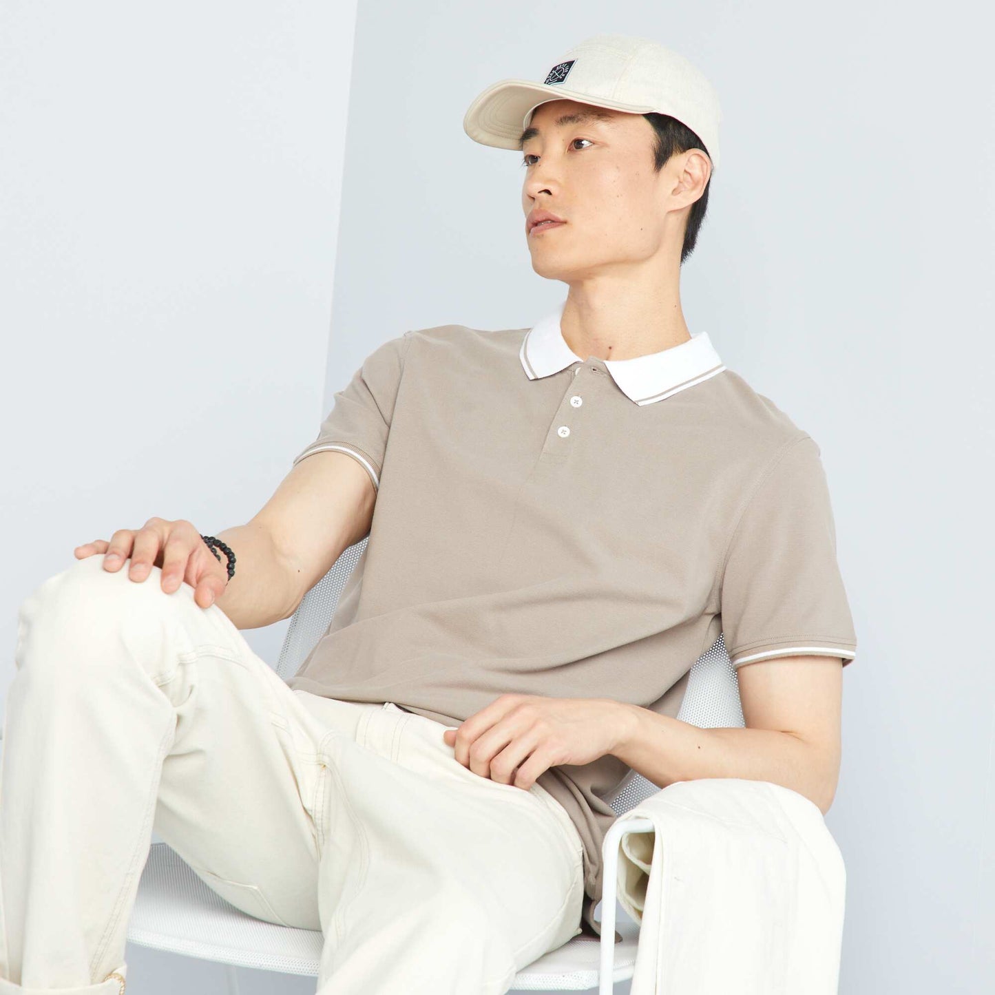 Cotton piqué polo shirt BEIGE FUNG