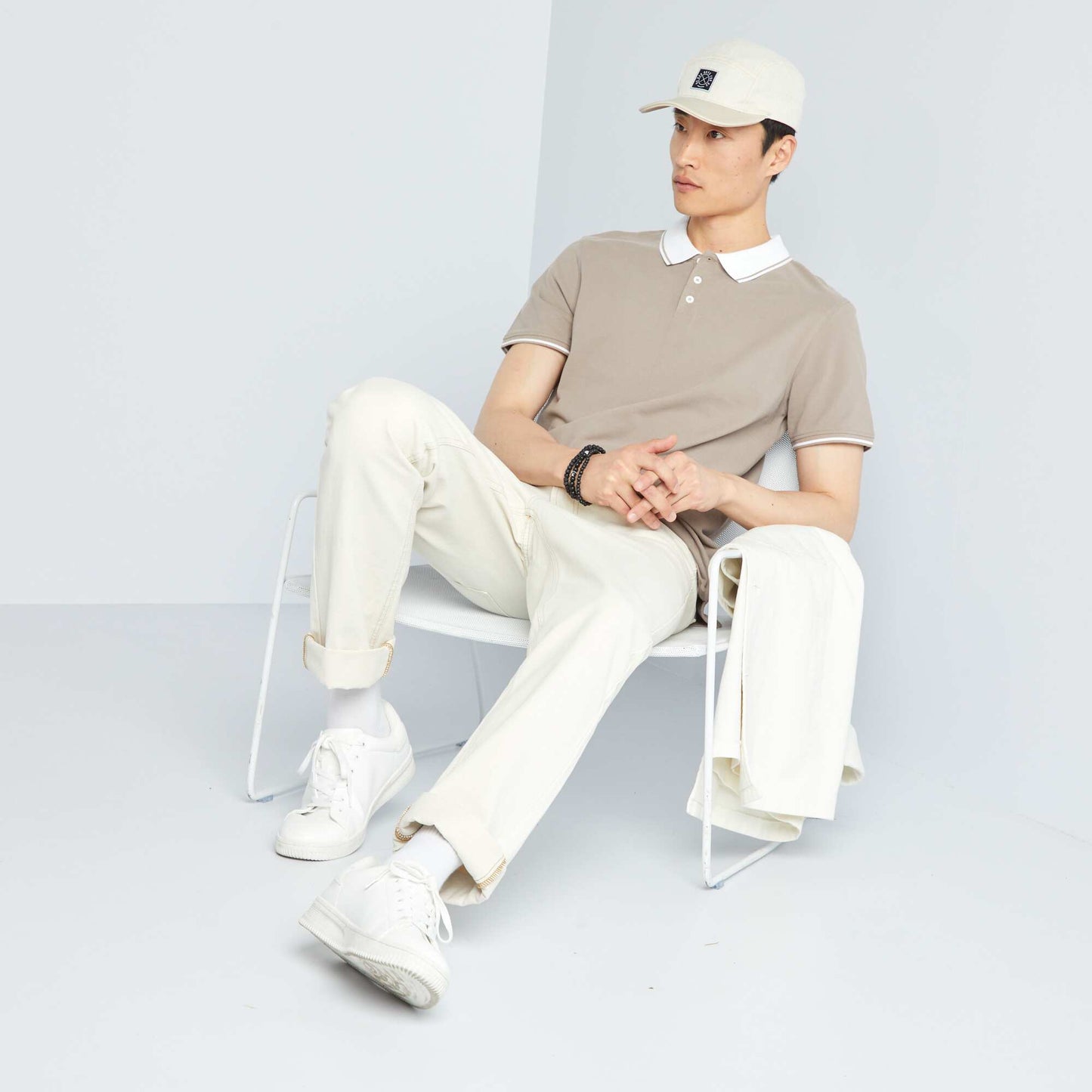 Cotton piqué polo shirt BEIGE FUNG