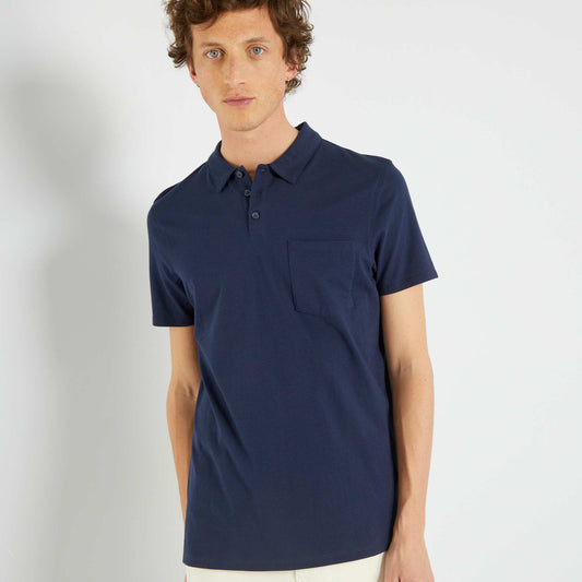 Micro-striped jersey polo shirt blue